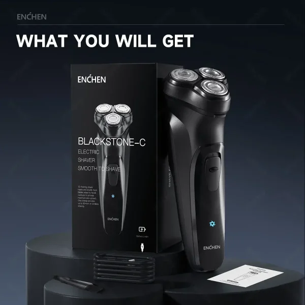 ENCHEN Blackstone-C Electric Rotary 3D Shaver. Rechargable. Wet And Dry