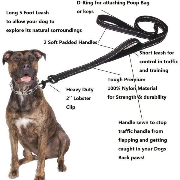 2 Handled Dog Lead Leash Lead with Dual Traffic Handle Heavy Duty 180cm Long. UK