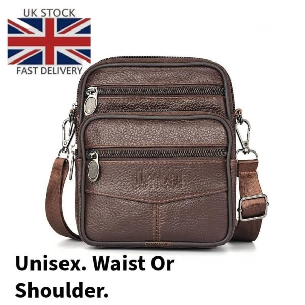 Versatile Genuine Leather Travel Bag - Waist & Shoulder Carry | Tealy