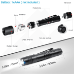 Aluminium Metal Pocket Torch ONE BATTERY Led Flashlight For Cap Or Hat UK STOCK