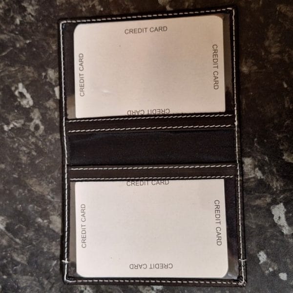 Leather Bus Pass Wallet Open