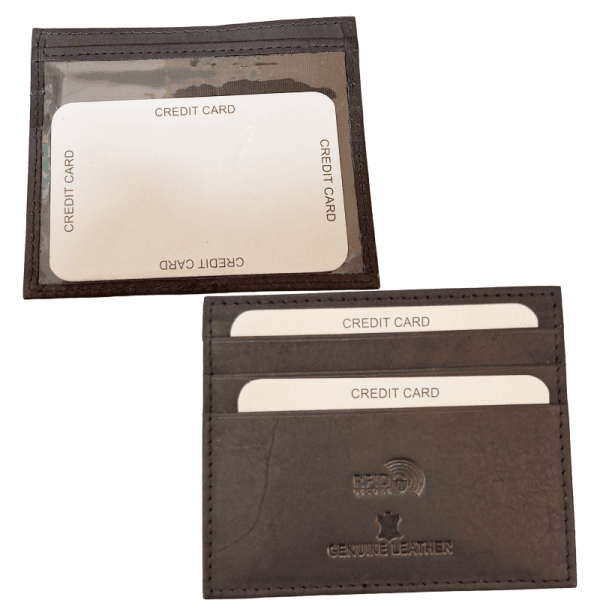 Tealy Real Leather Single Bus Pass Holder with Credit cards