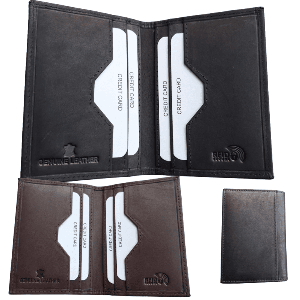 Bifold Card Wallet Holder Black Brown