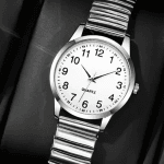 1770367275228 Ladies Women's Expander Expanding Watch Quartz Easy Read Numbers White Dial Silver