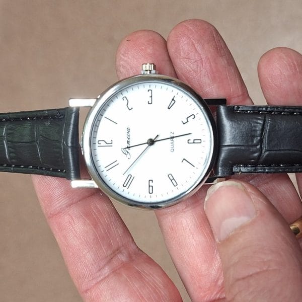 20260318_134118 Basic Easy To Read Watch With Clear Numbers White Dial Black Strap