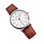 Untitled (10) (1) Basic Easy To Read Watch With Clear Numbers White Dial Brown Strap